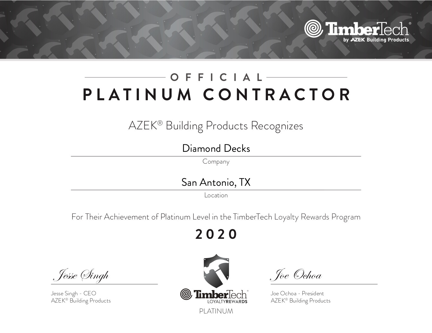 Official Platinum Contractor
