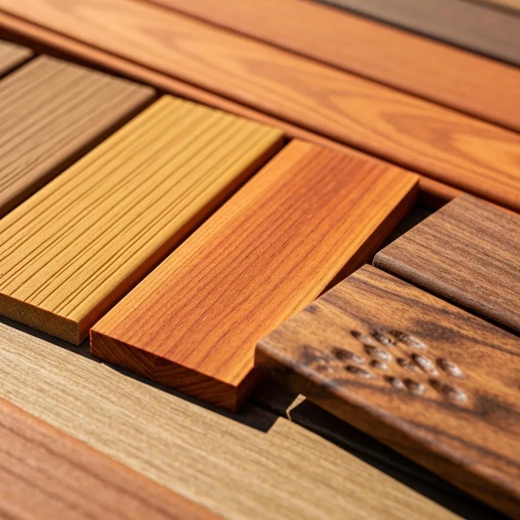 Comparison of decking materials including Trex composite and cedar wood
